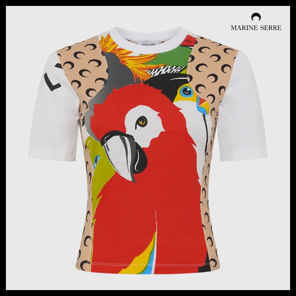 【MARINE SERRE】Regenerated Graphic Baby Fit T Shirt White