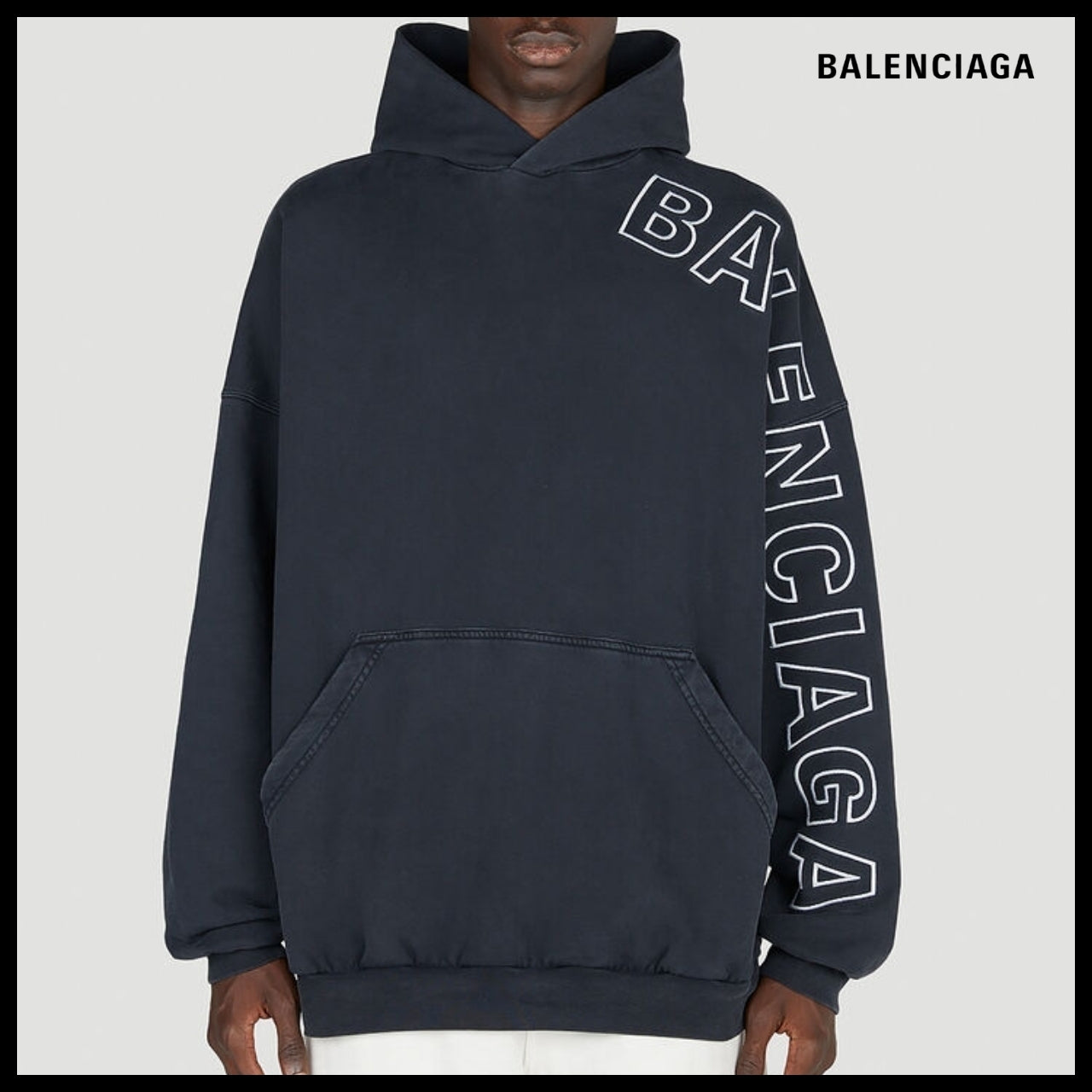 【BALENCIAGA】Outline Hoodie Oversized Black
