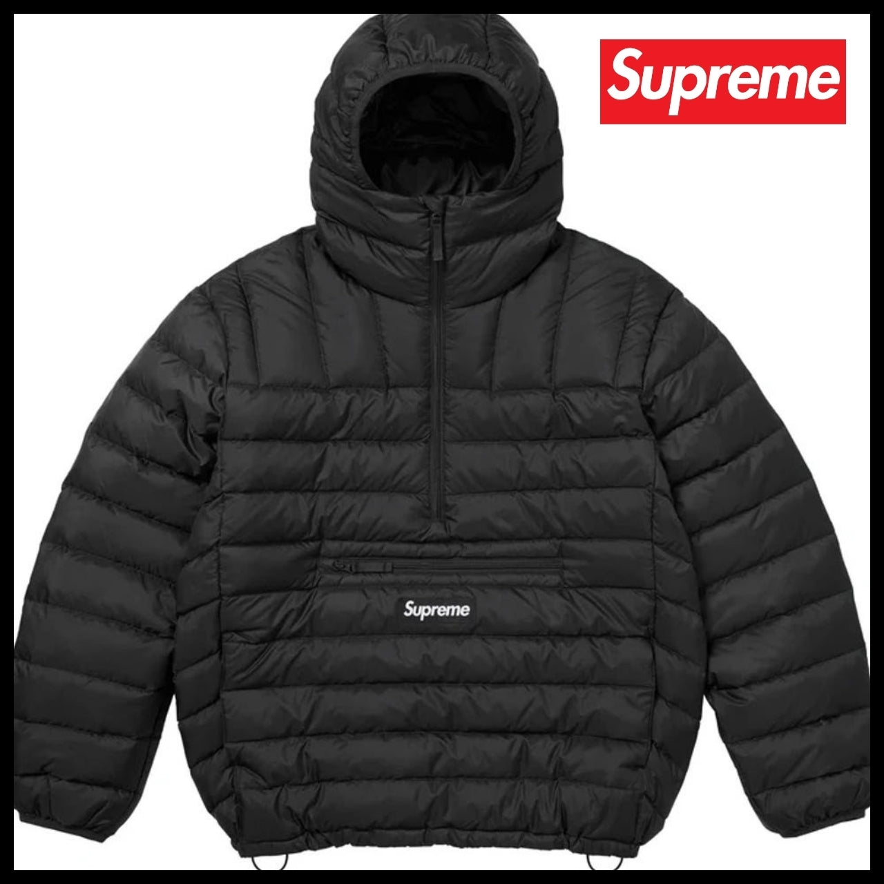 【Supreme】Micro Down Half Zip Hooded Pullover Black 25FW