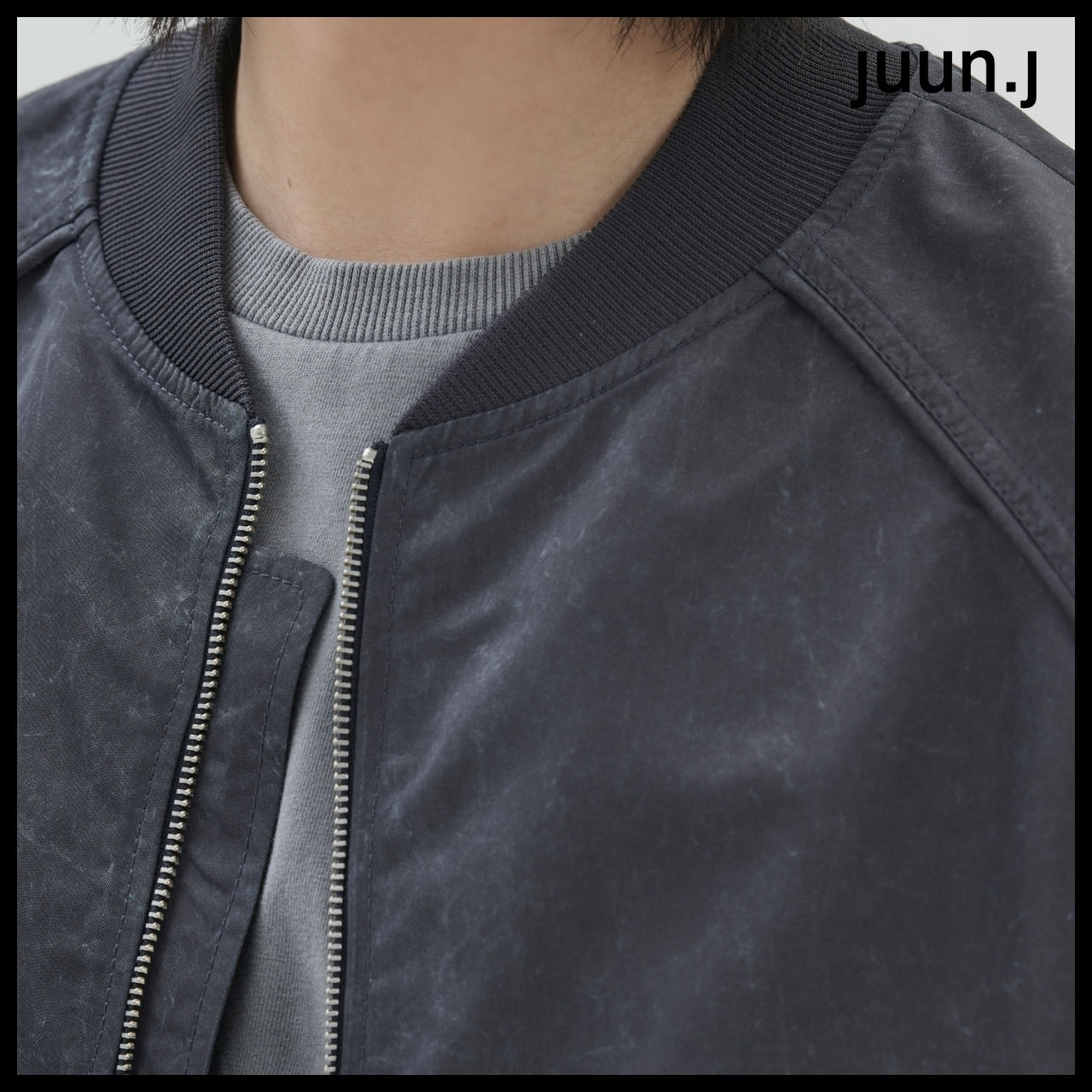 【JUUN.J】CORE Washed Nylon Light MA-1 Jumper Ash