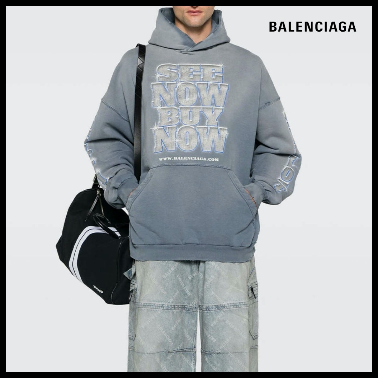 【BALENCIAGA】See Now Buy Now Hoodie Blue