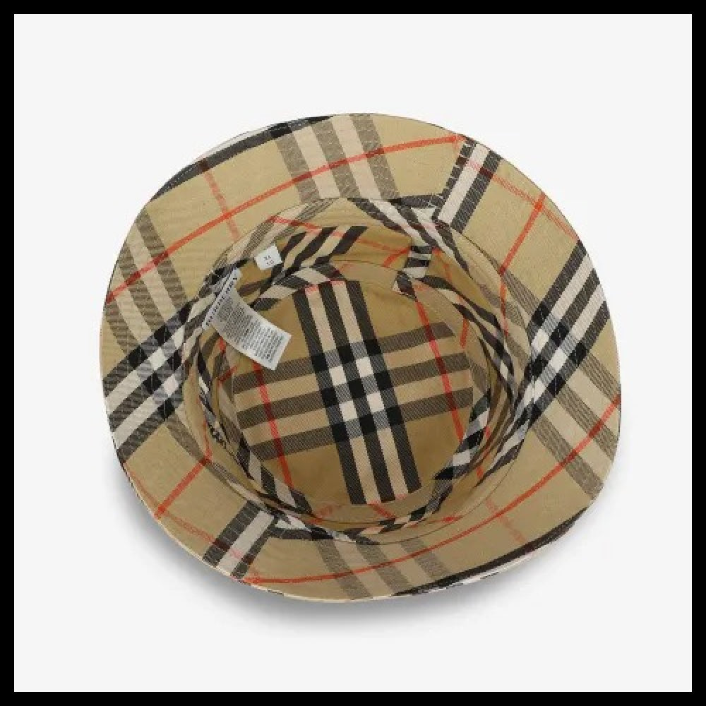【Burberry】EKD Check Cotton Bucket Hat Sand