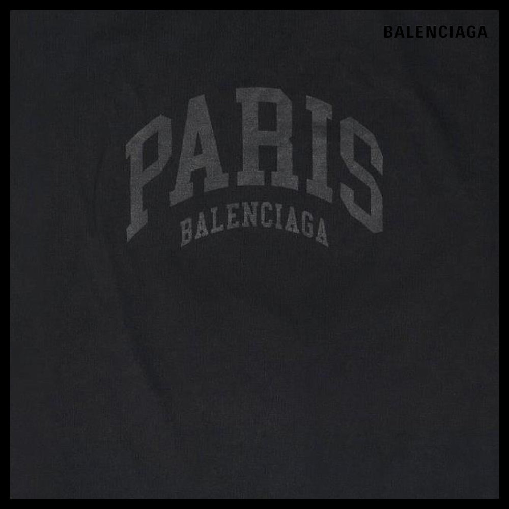 【BALENCIAGA】Cities Paris Long Sleeve T-Shirt Oversized Bla