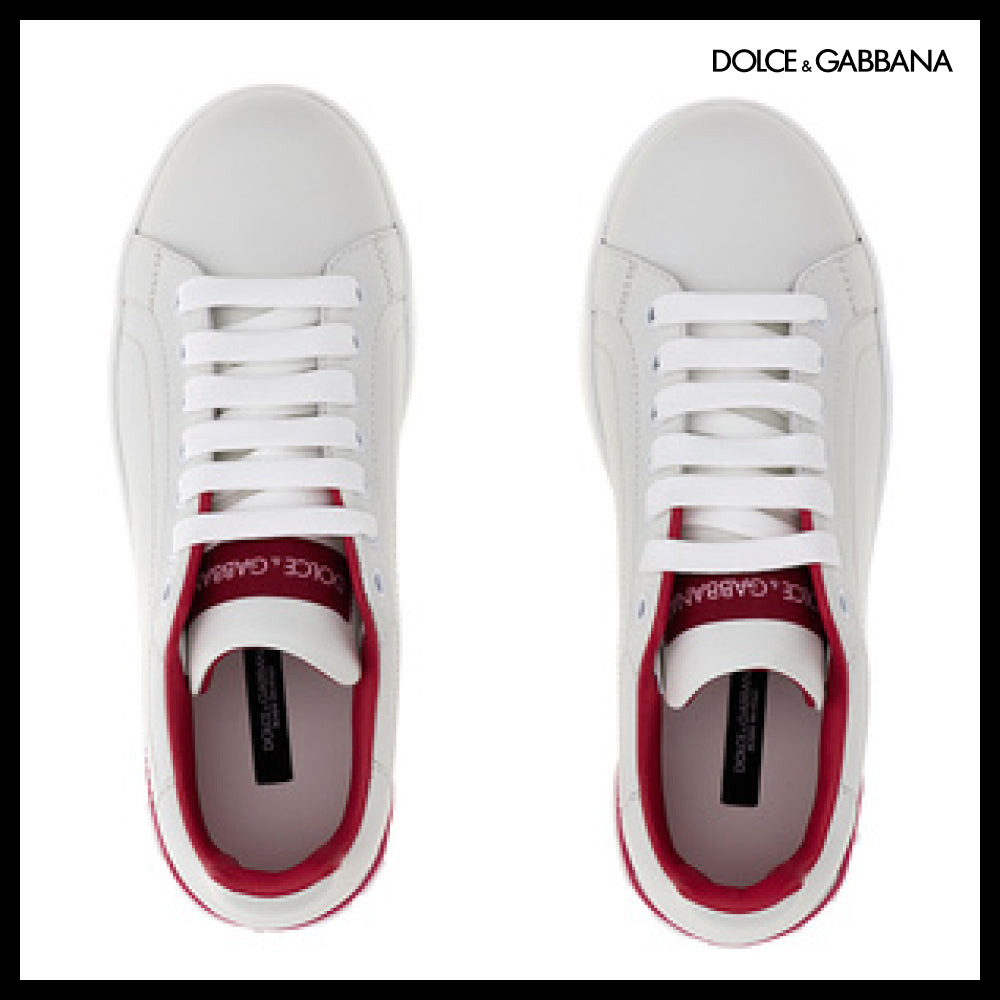 【Dolce & Gabbana】LEATHER SNEAKERS LIGHT PINK WHITE