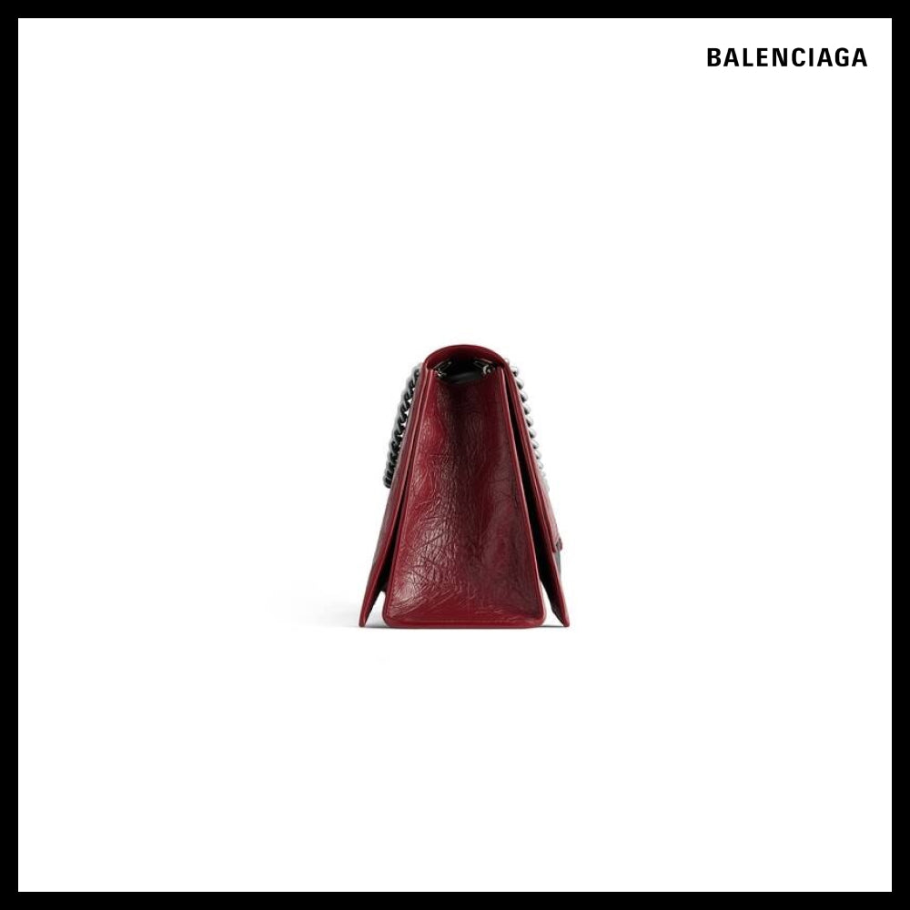 【BALENCIAGA】Crush Medium Chain Bag Dark Red