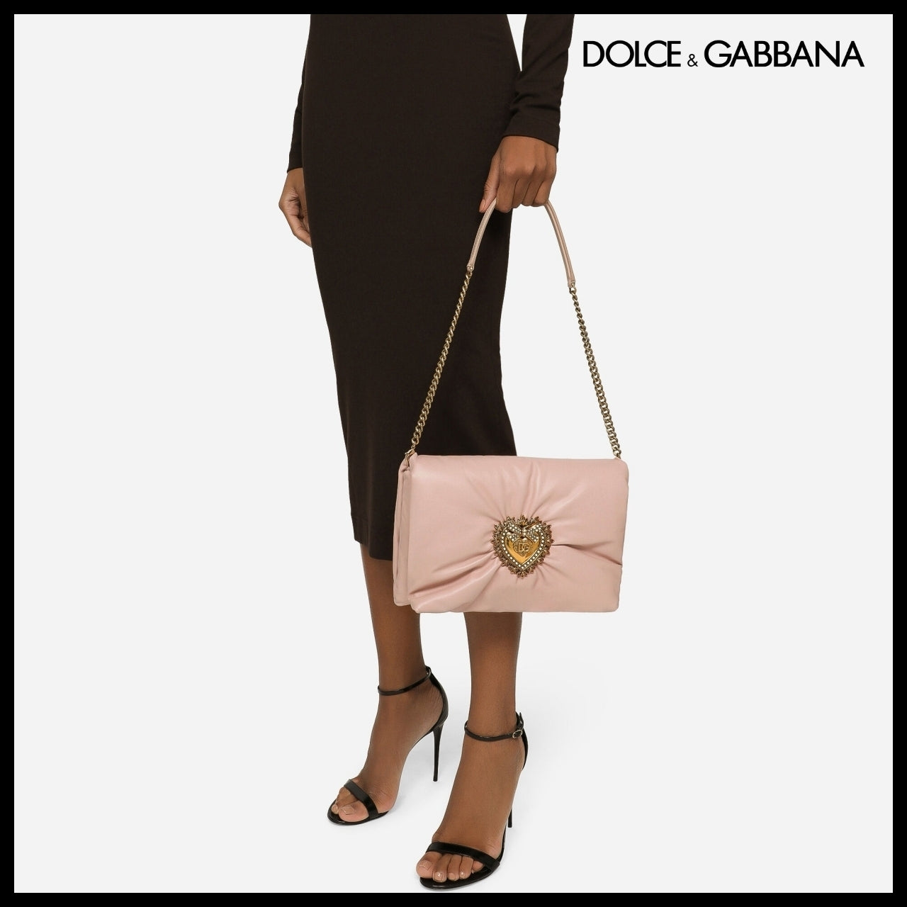 【Dolce & Gabbana】Medium Devotion Soft Shoulder Bag Pink
