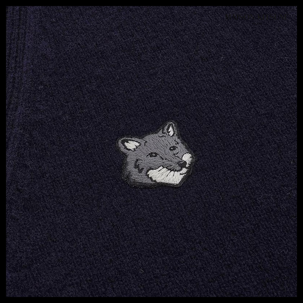 【MAISON KITSUNE】FW25 Men Fox Head Lambswool Cardigan