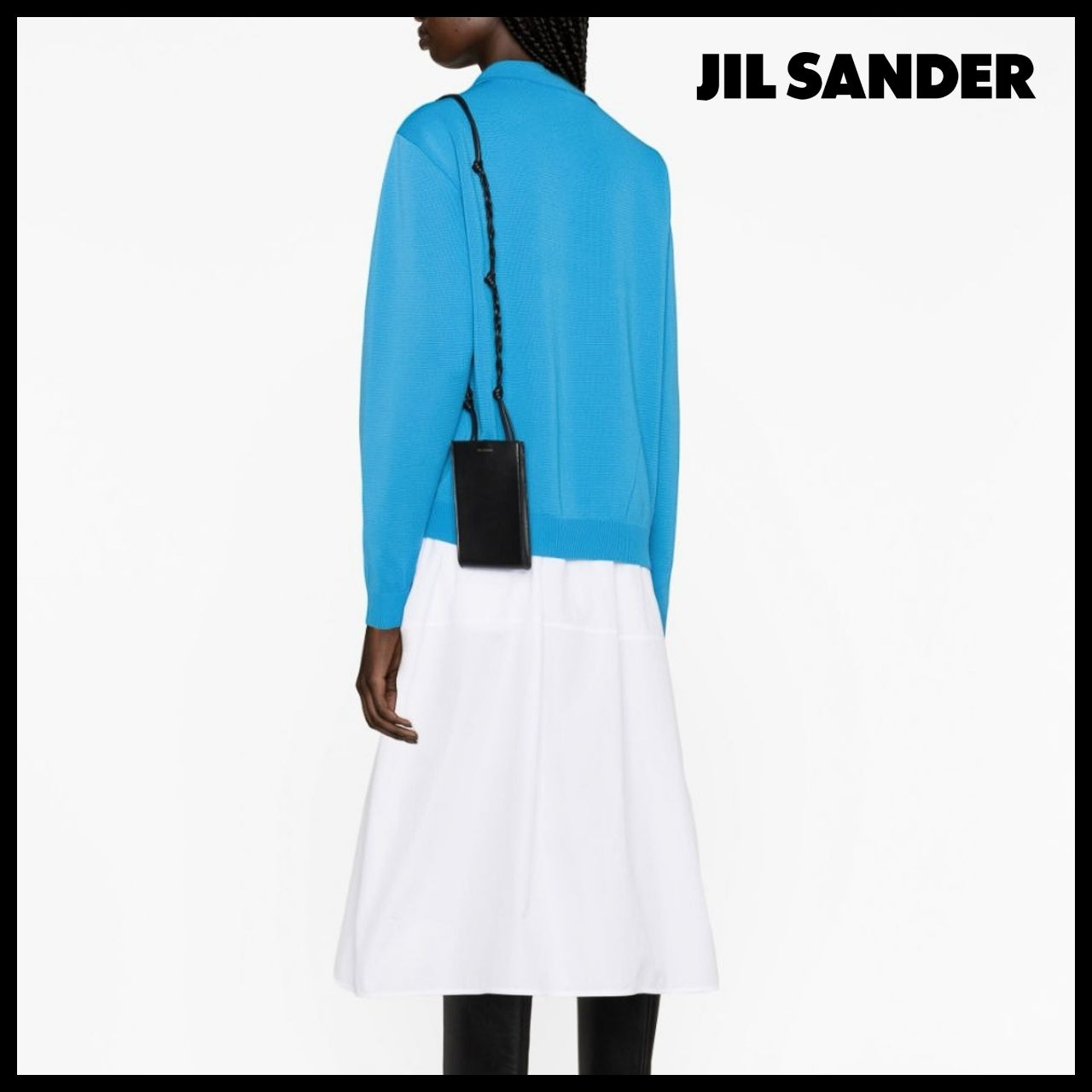 【JIL SANDER】Black Leather Tangle Phone Case Crossbody Bag