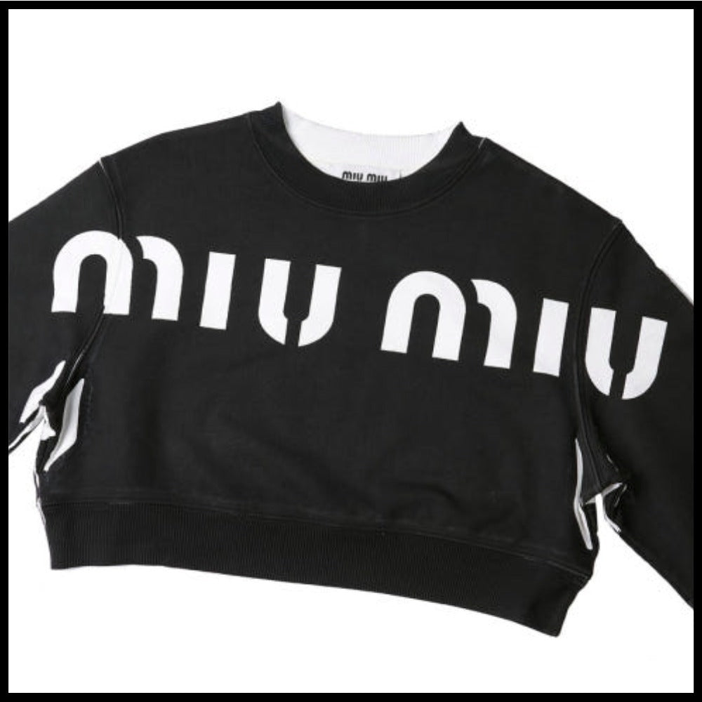 【MiuMiu】プリント コットン スウェットシャツ