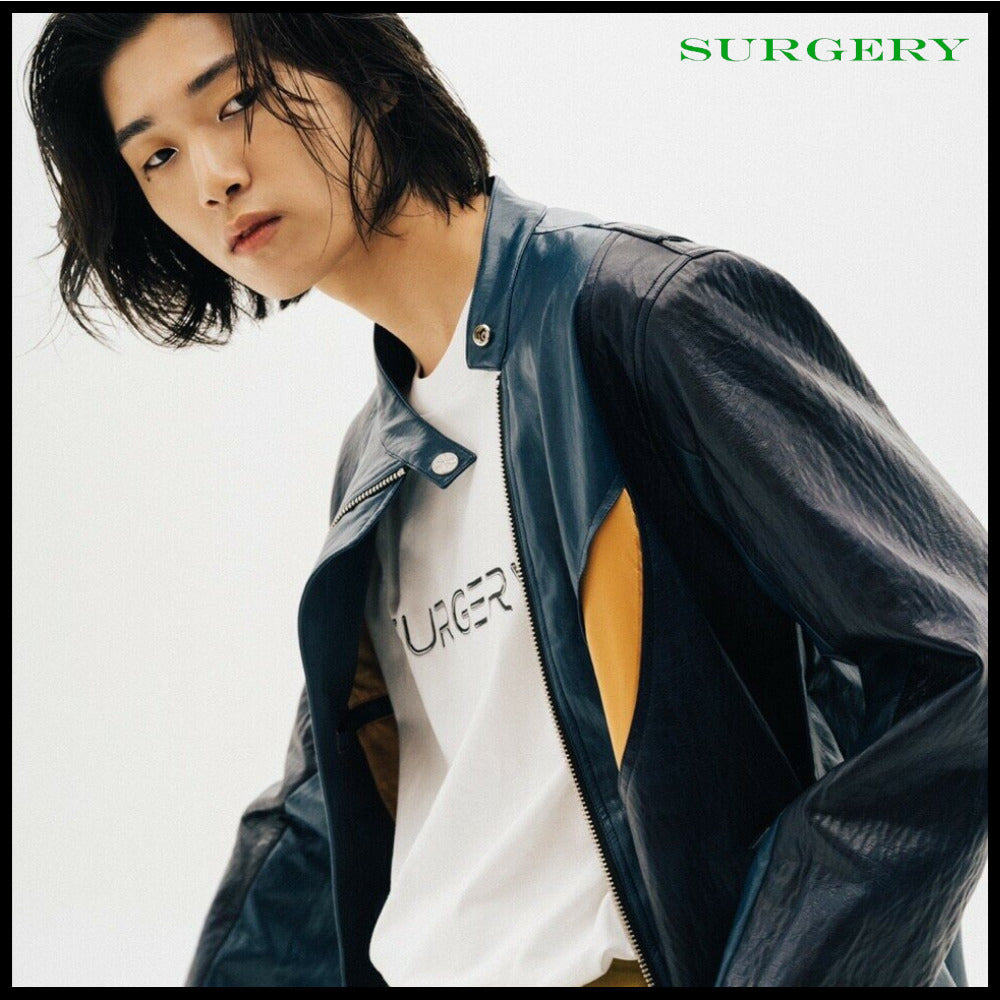 【SURGERY】Curve Layered Rider Jacket Blue