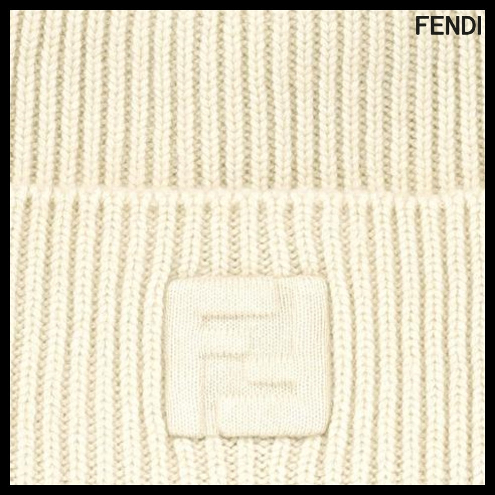 【FENDI】24FW Ivory FF Wool Cashmere Beanie