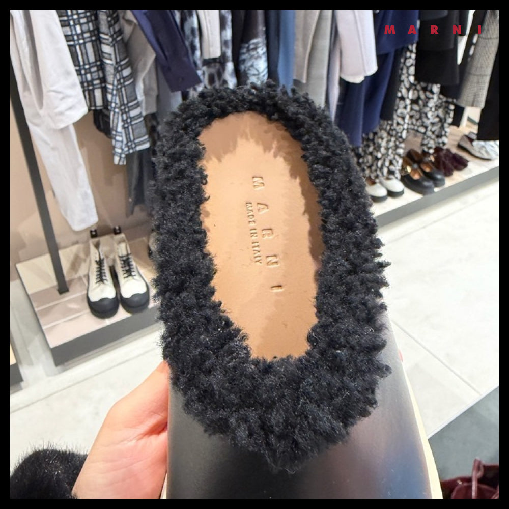 【Marni】PABLO Shearling Leather Women’s MuleSneakers Black