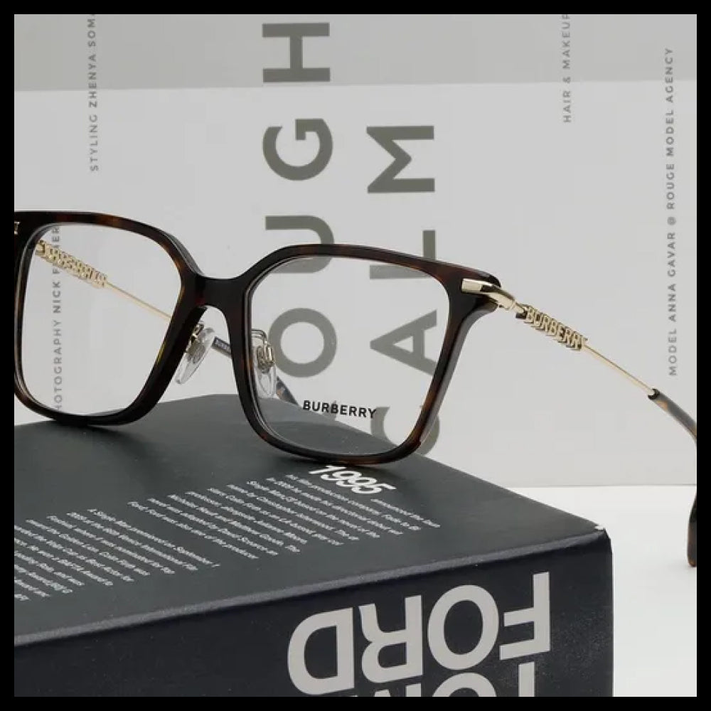 【Burberry】Square Dark Lightweight Horn-Rimmed Eyeglasses