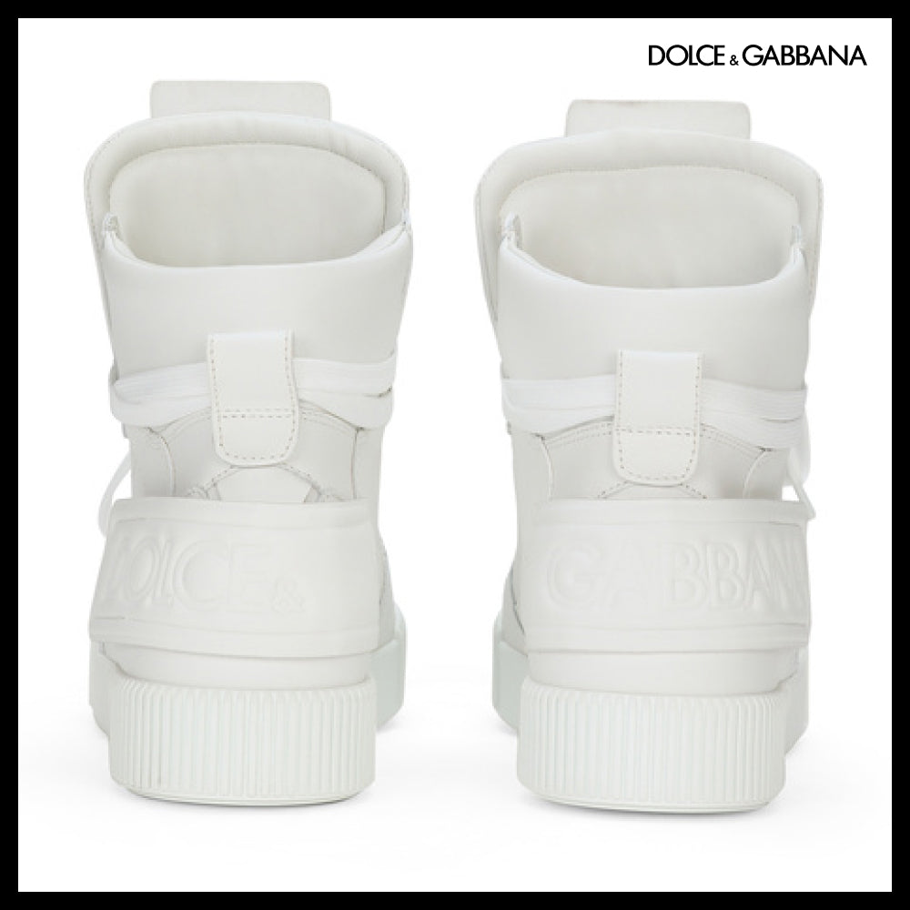【Dolce & Gabbana】LEATHER SNEAKERS HIGH-TOP WHITE