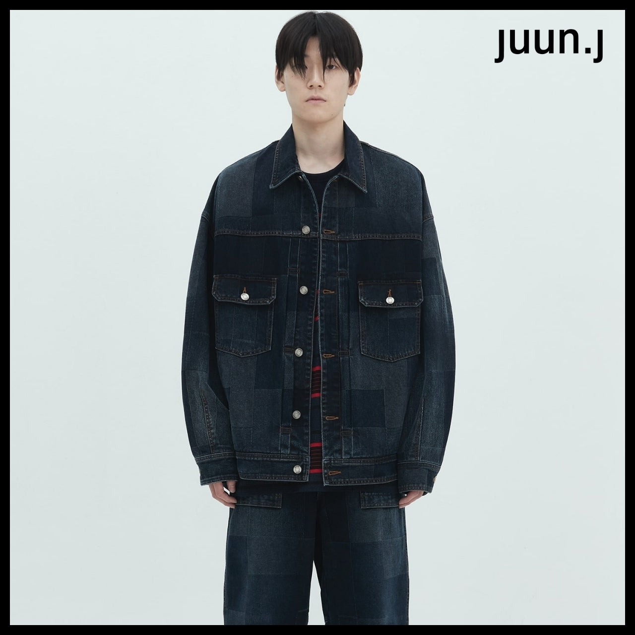 【JUUN.J】Jacquard Denim Trucker Navy