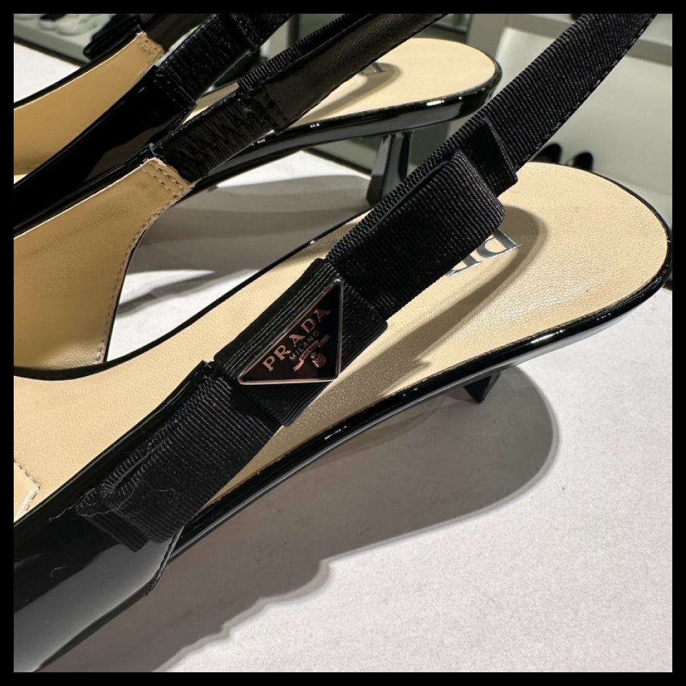 【PRADA】Patent Leather Slingback Pumps Women