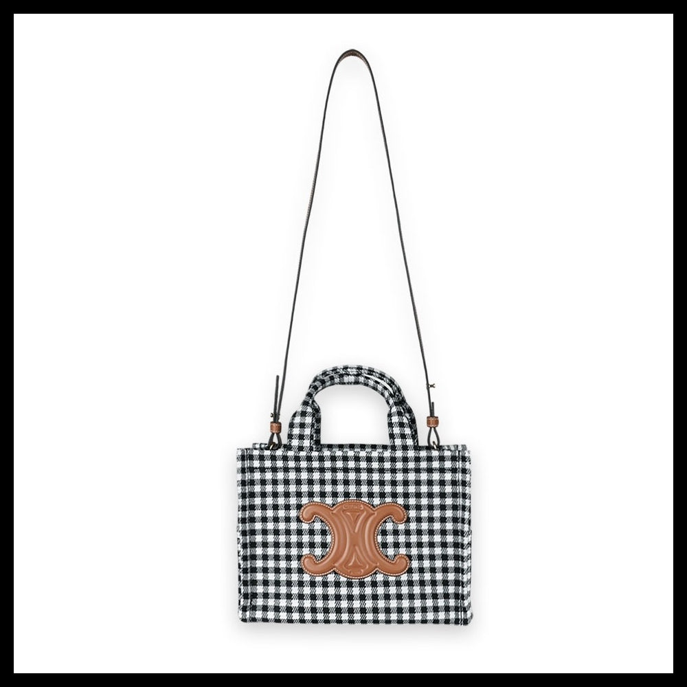 【CELINE】Thais Triomphe Small Tote Bag Black White