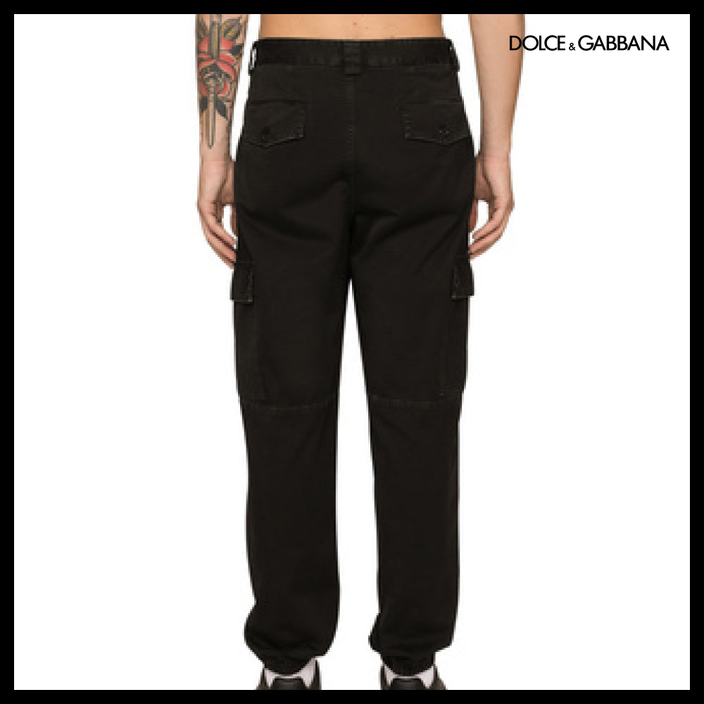 【Dolce & Gabbana】GARMENT-DYED CARGO PANTS WITH MULTIPLE