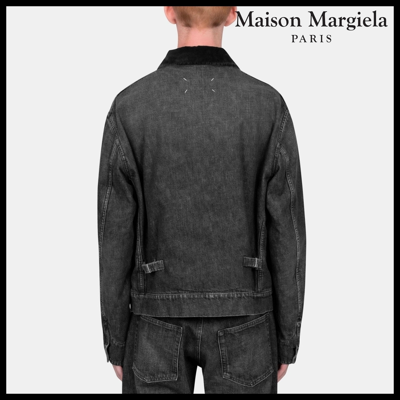 【Maison Margiela】Distressed Collar Denim Jacket Washed