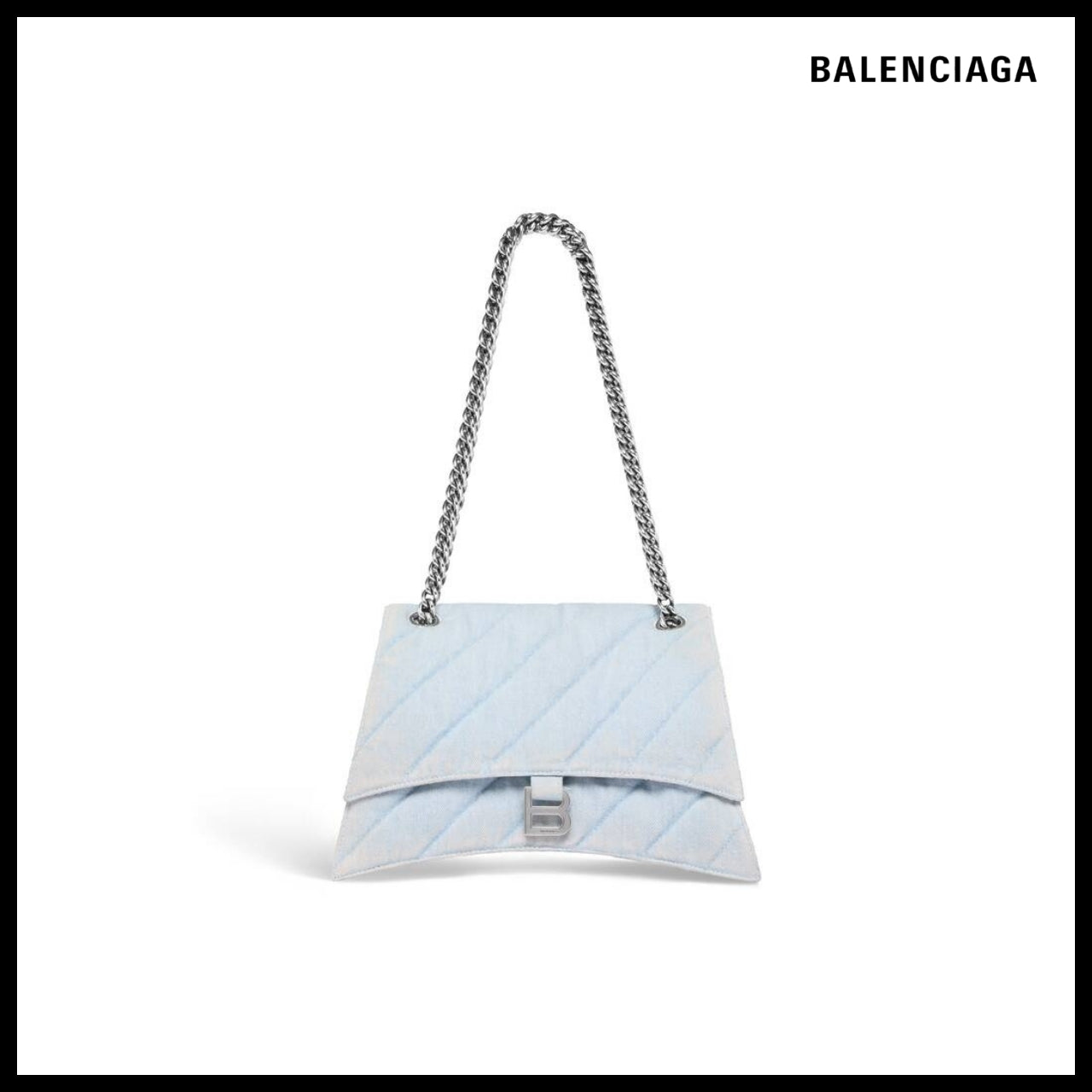 【BALENCIAGA】Crush Medium Chain Bag Quilted Denim