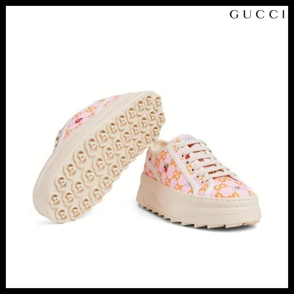 【GUCCI】x Hattie Stewart GG Fabric Women's Low-Top Sneakers Pink