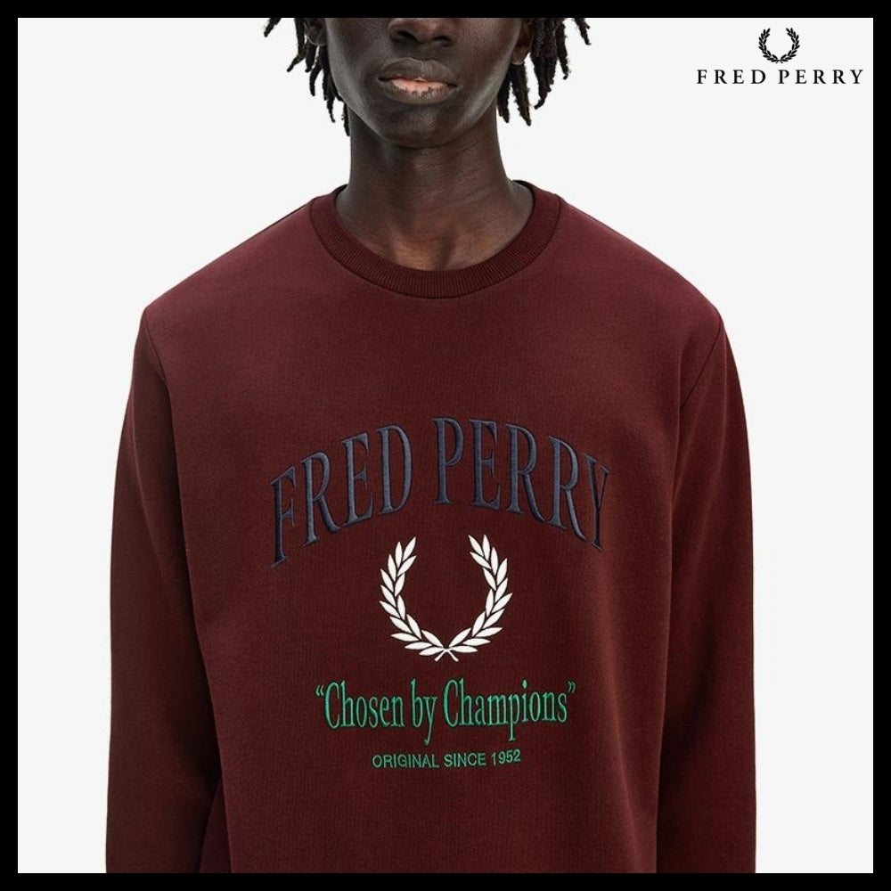 【FREDPERRY】ClubhouseEmbroideredChampionSweatshirt Oxblood