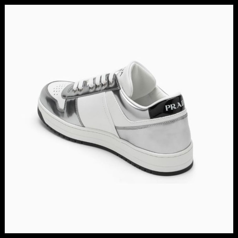 【PRADA】Triangle Logo Sneakers Silver Men's