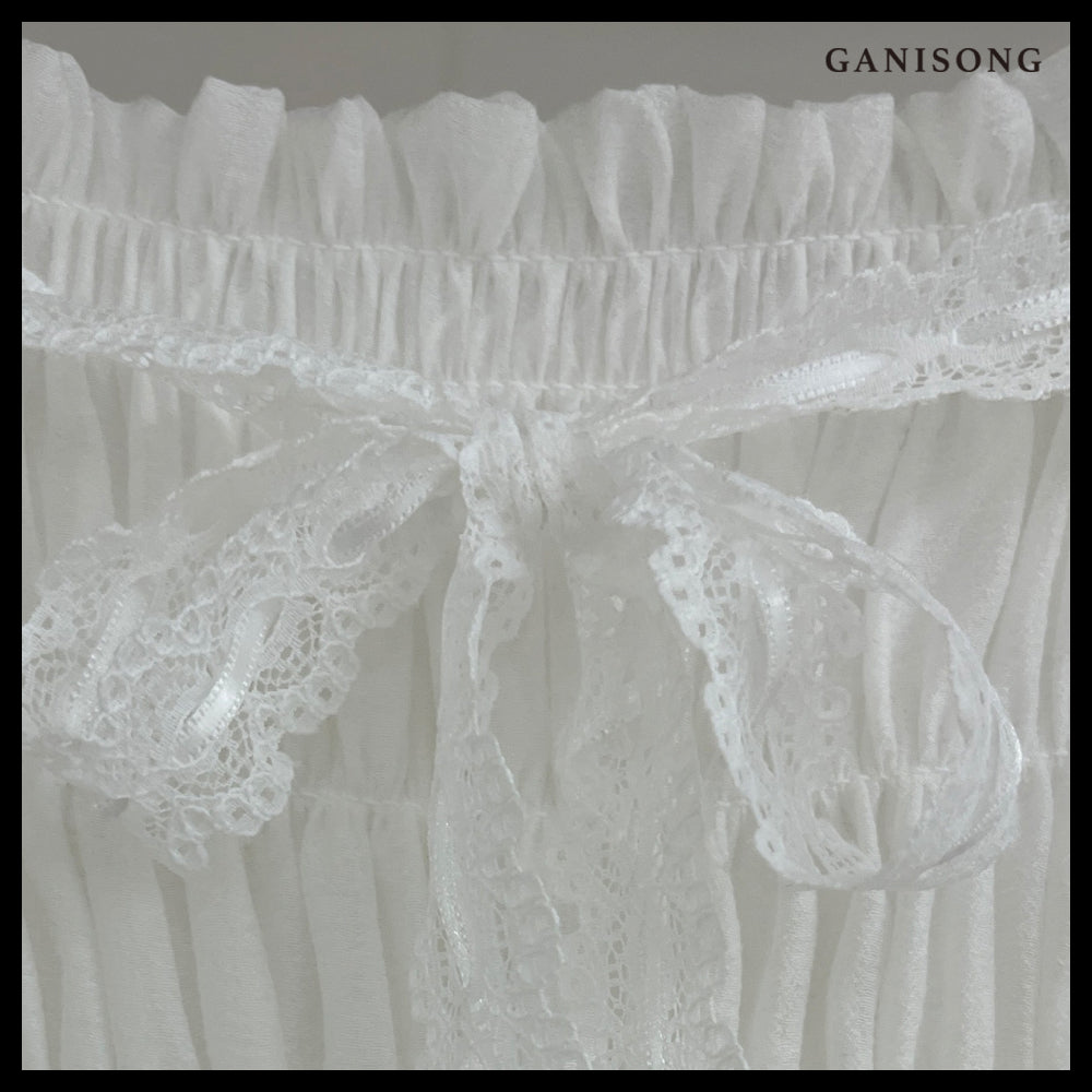 【GANISONG】Bridal Rose Peony Dress White