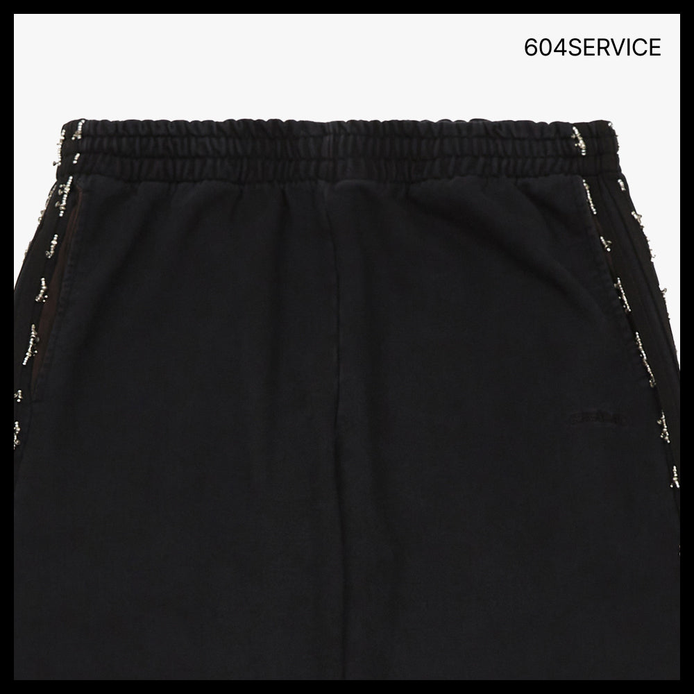 【604service】Beaded Track Pants - Pigment Washed Black