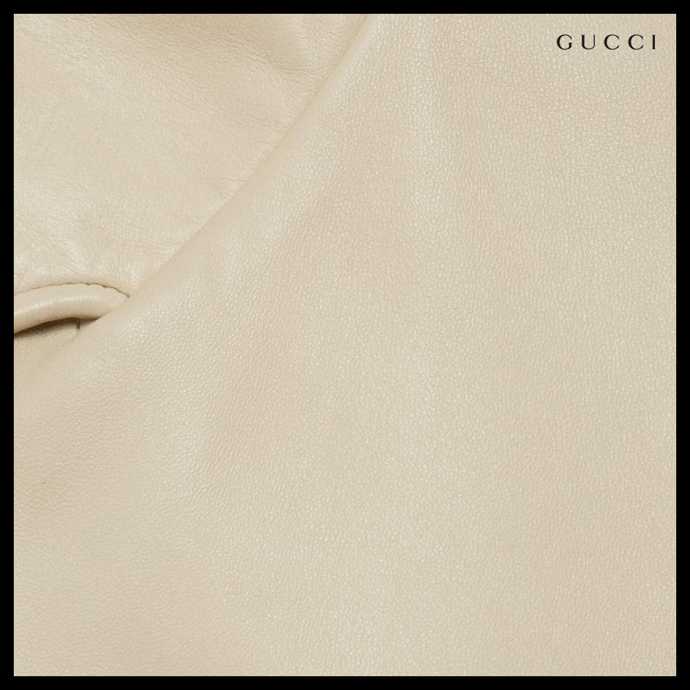 【GUCCI】Leather Bomber Jacket Beige