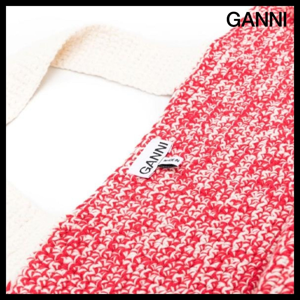 【GANNI】CROCHET FRILL TOTE BAG EGRET