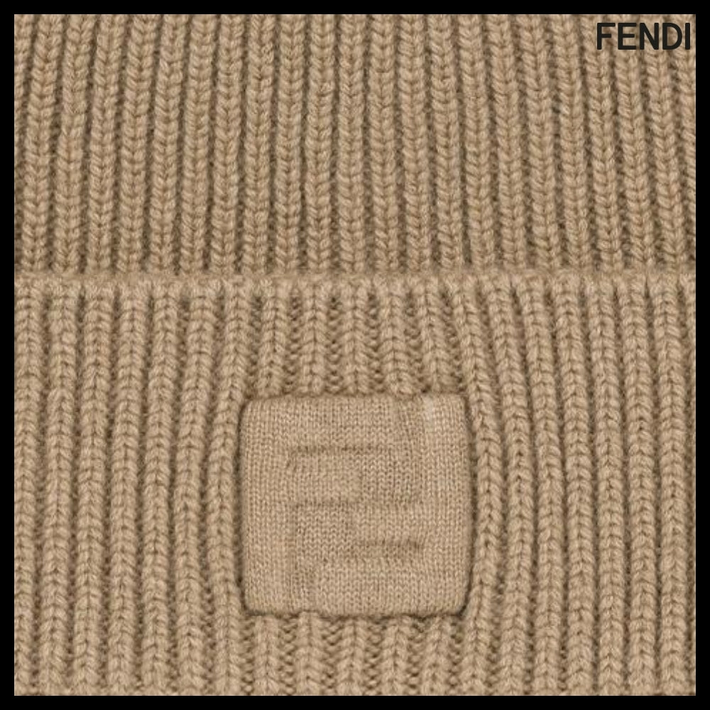【FENDI】24FW Dark Beige FF Wool Cashmere Beanie