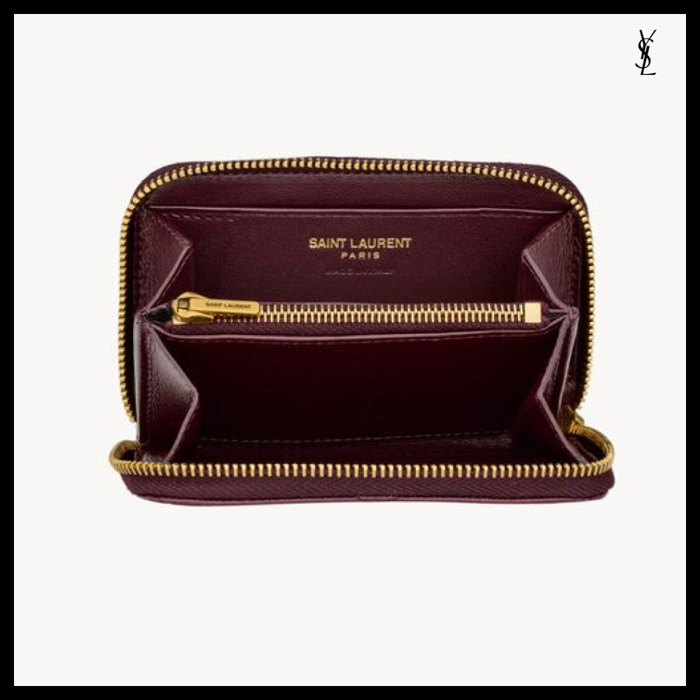 【Saint Laurent】Leather CASSANDRE BIJOU Coin Purse