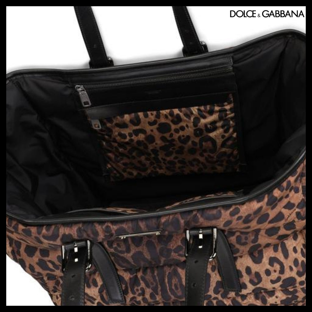 【Dolce&Gabbana】LEOPARD PRINT SICILY SHOPPER QUILTED NYLON