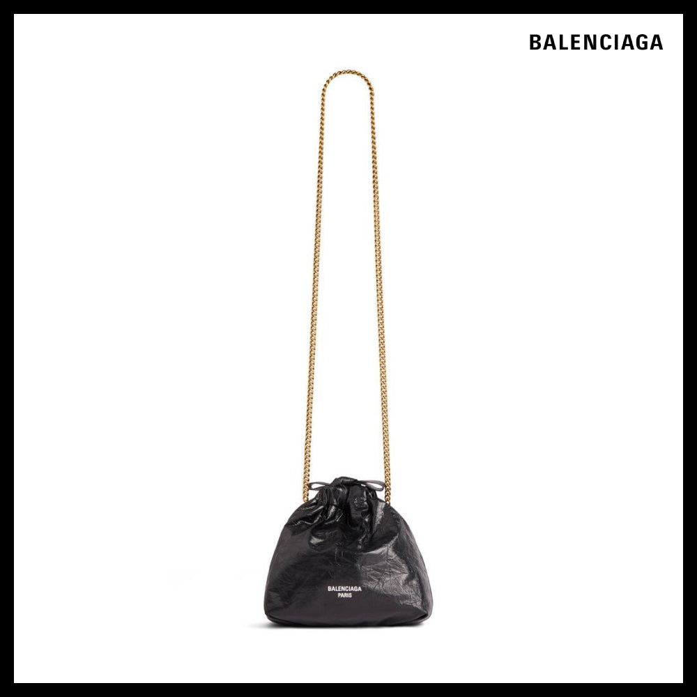 【BALENCIAGA】Crush Tote Bag XS Black Crushed Calfskin