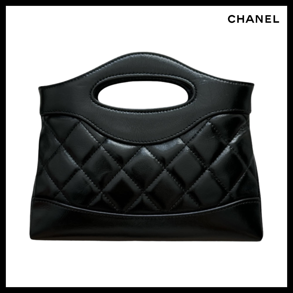 【CHANEL】31 Nano Gold CC Logo Chain Bag Shiny Lambskin