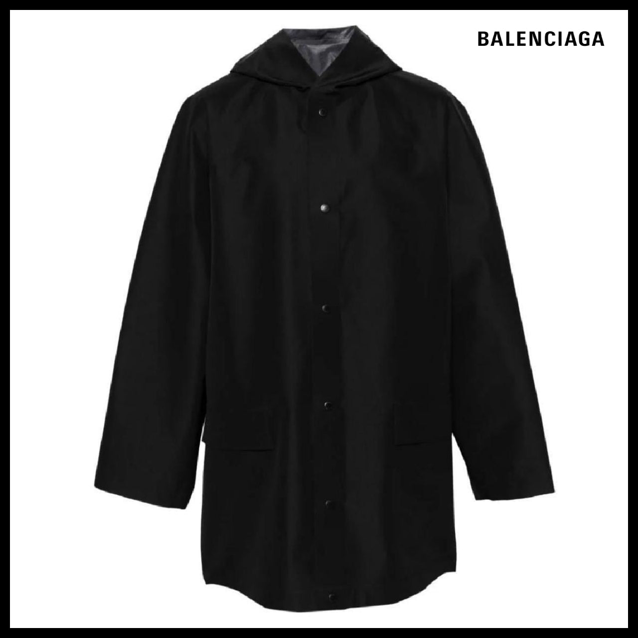【BALENCIAGA】Hooded Rain Jacket Black