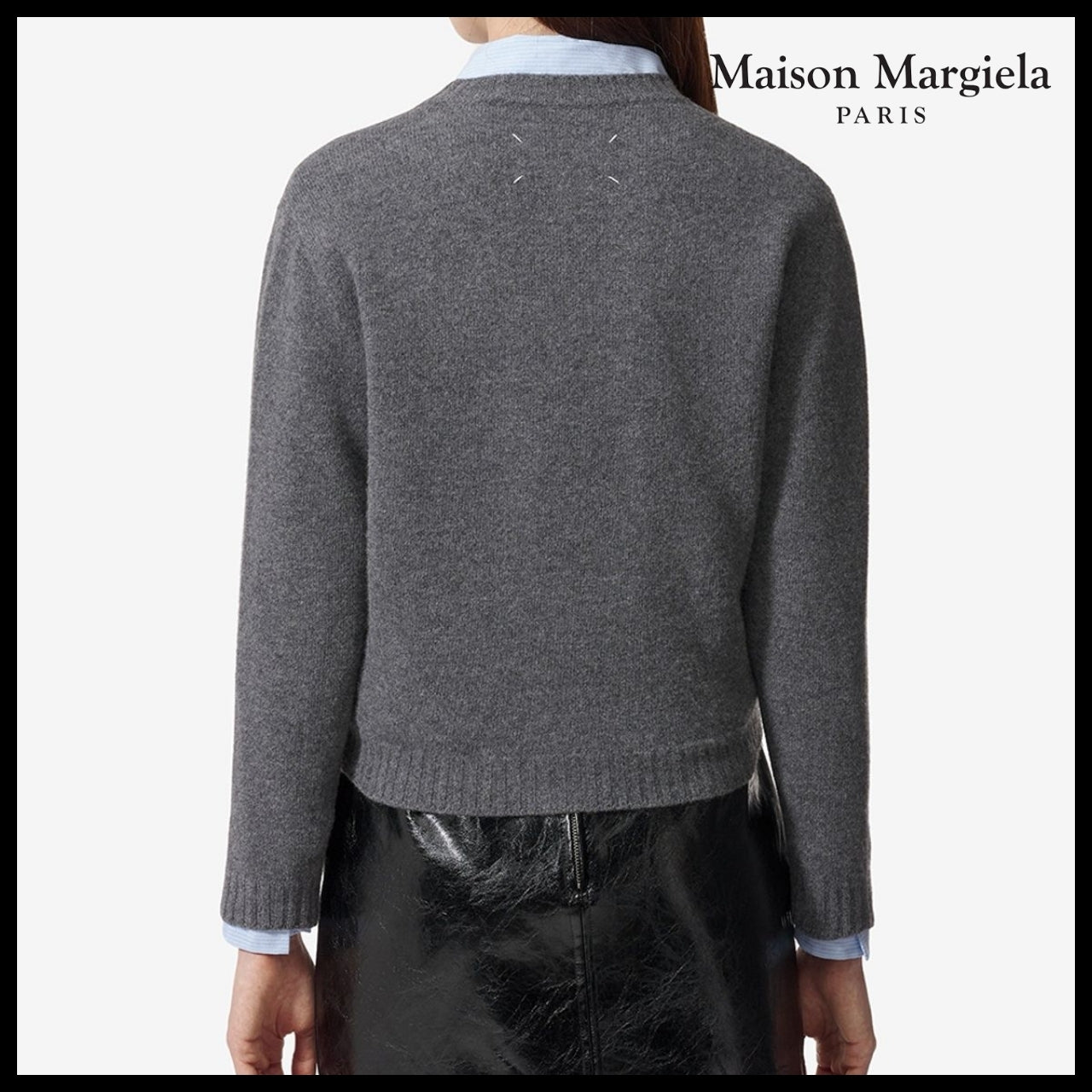 【Maison Margiela】Four Stitches Lambswool Cardigan Charcoal