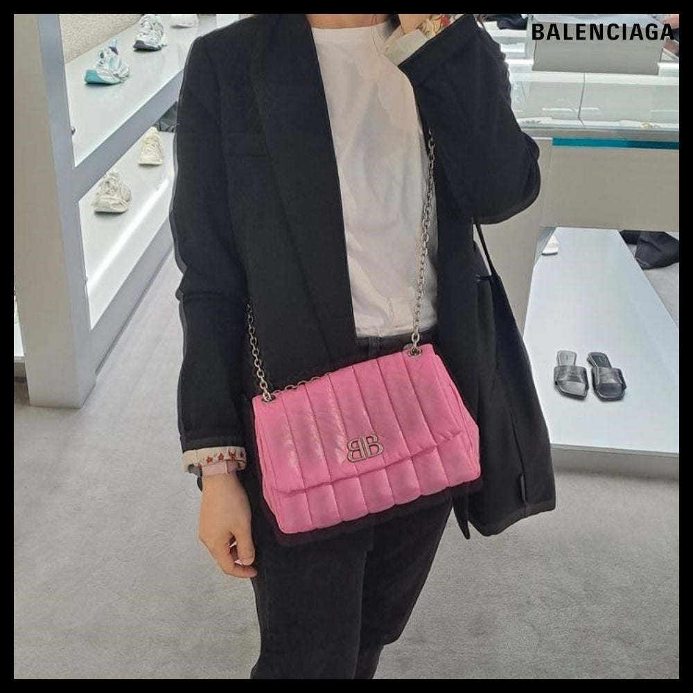 【BALENCIAGA】Monaco Mini Bag Pink Sprayed Quilted