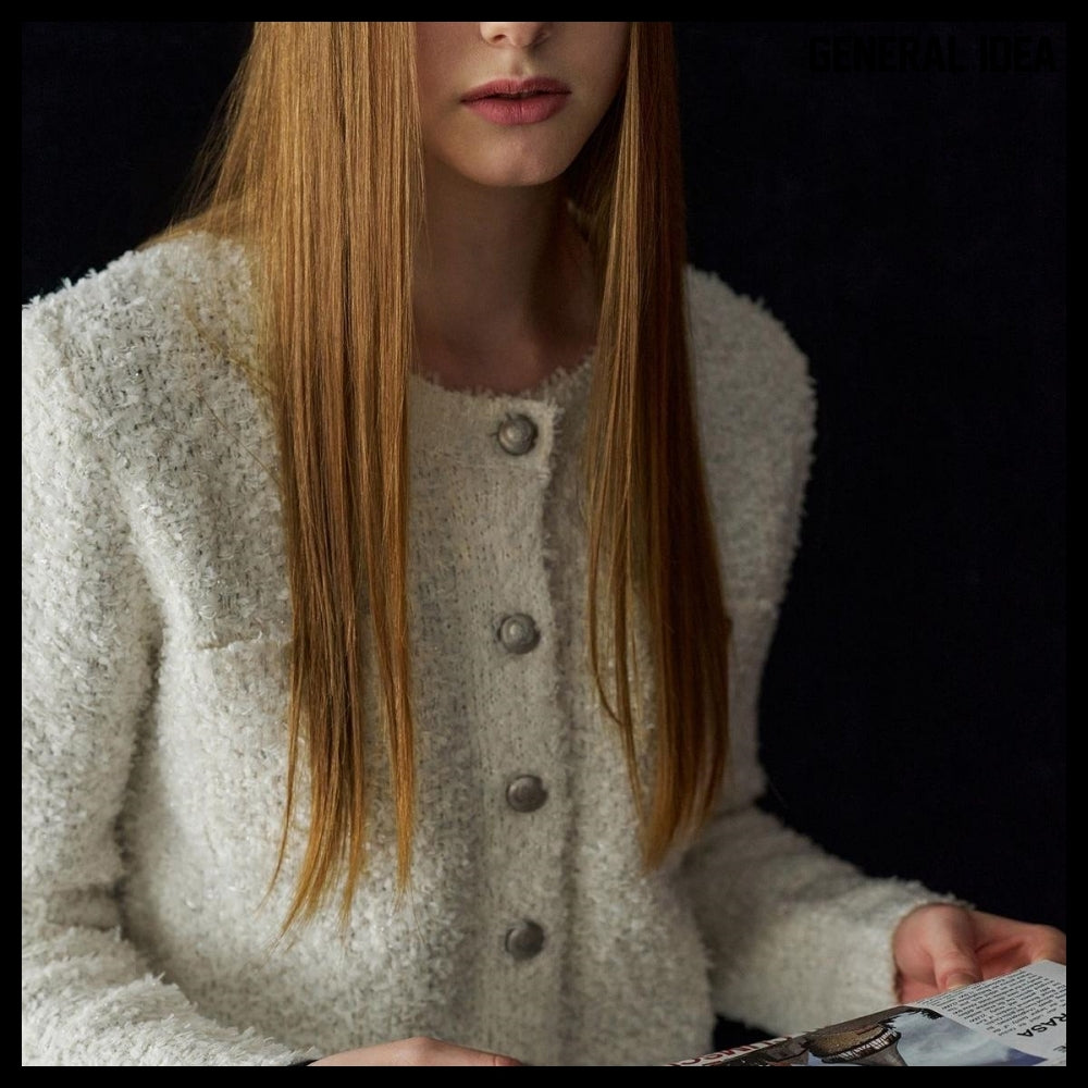【GENERAL IDEA】Boucle Tweed Knit Jacket IVORY