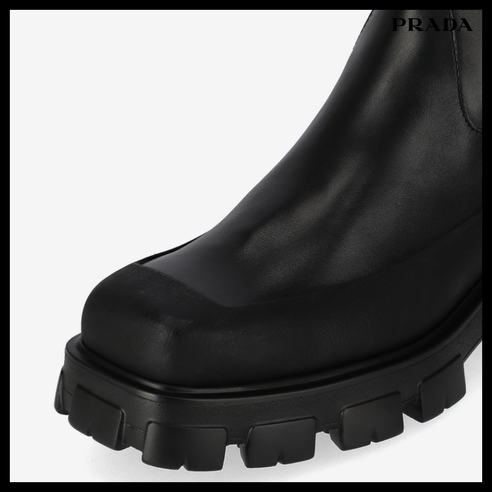 ◆PRADA◆ Cobblestone ブーツ Boots Black 厚底 レザー