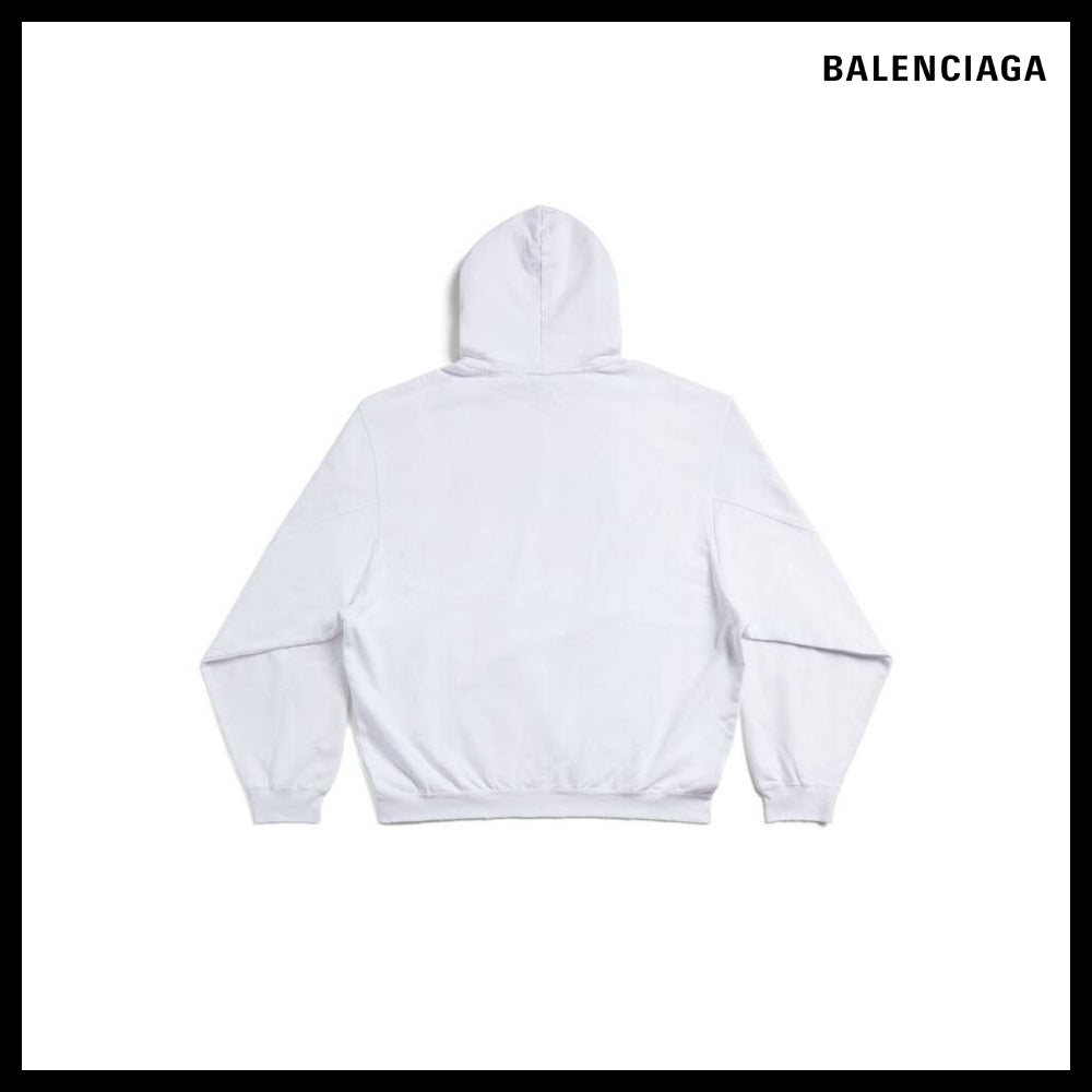 【BALENCIAGA】Destroyed Hoodie Oversized White
