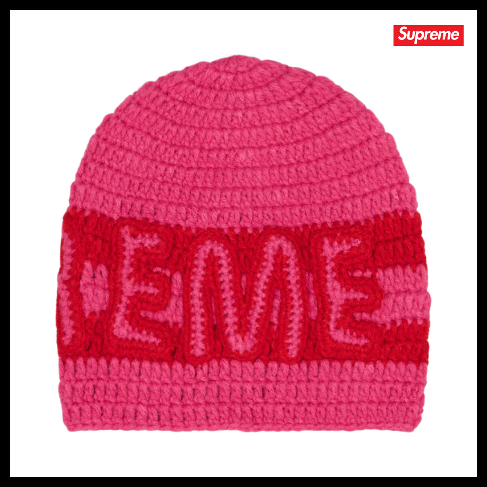 ★100%正規品保証 Supreme★ Crochet Logo Beanie Pink