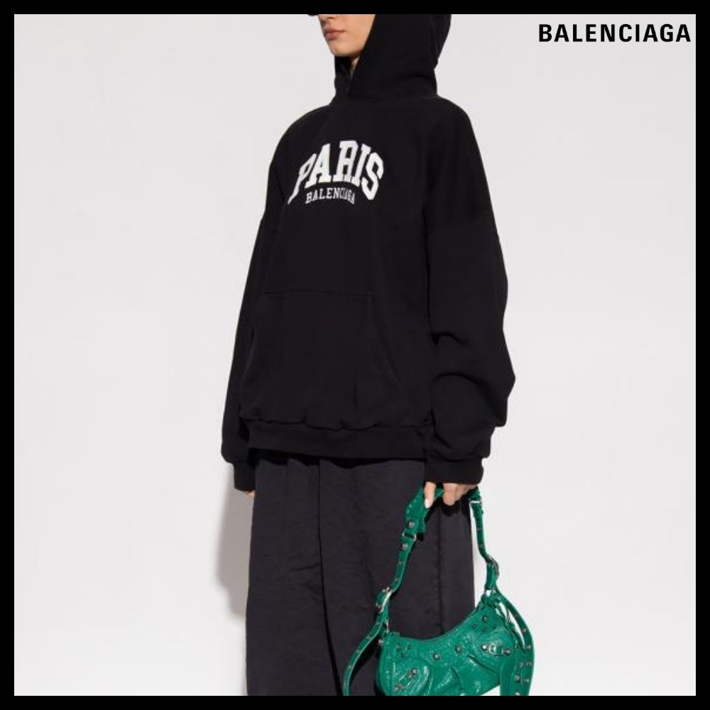【BALENCIAGA】Cities Paris Hoodie Wide Fit Black