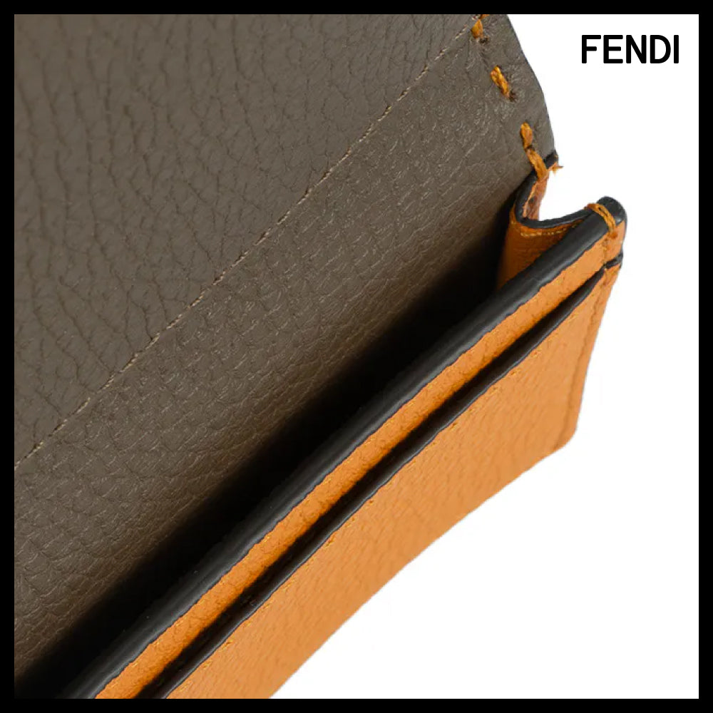 【Fendi】Selleria Unisex Card Wallet Leather Luxury