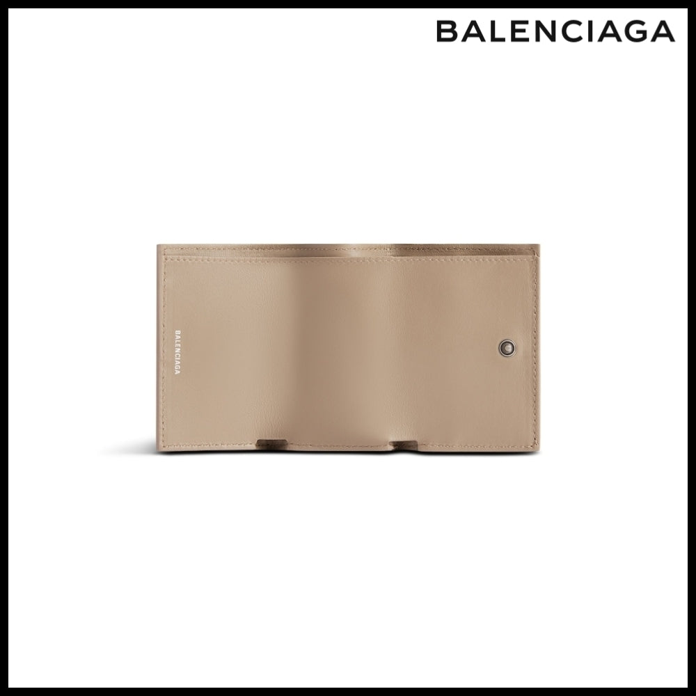 【BALENCIAGA】Crush Mini Wallet Quilted Beige