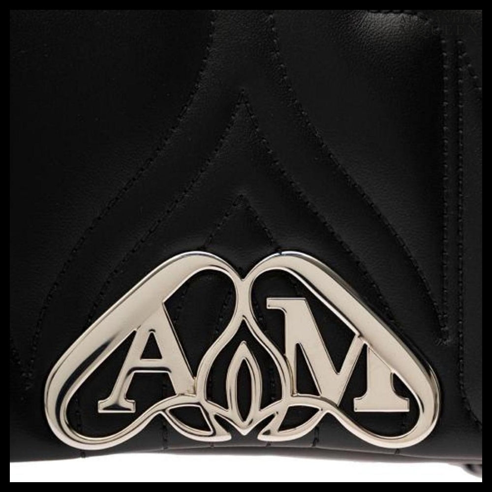 【Alexander Mcqueen】Leather Small Seal Shoulder Bag Black