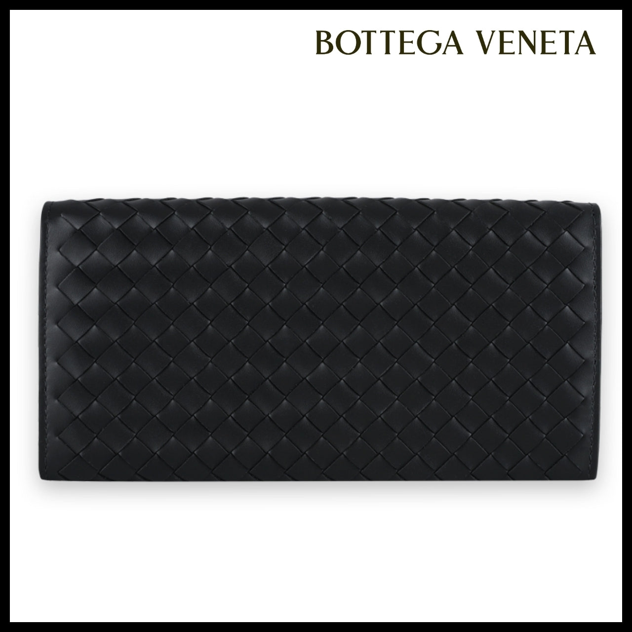 【BOTTEGA VENETA】 Mens Intrecciato Long Wallet Black