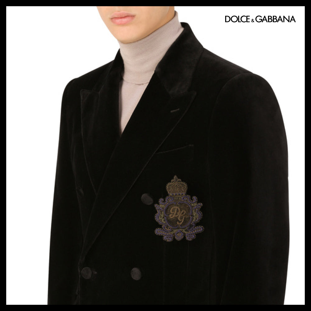 【Dolce & Gabbana】DOUBLE-BREASTED BEAT-FIT VELVET JACKET
