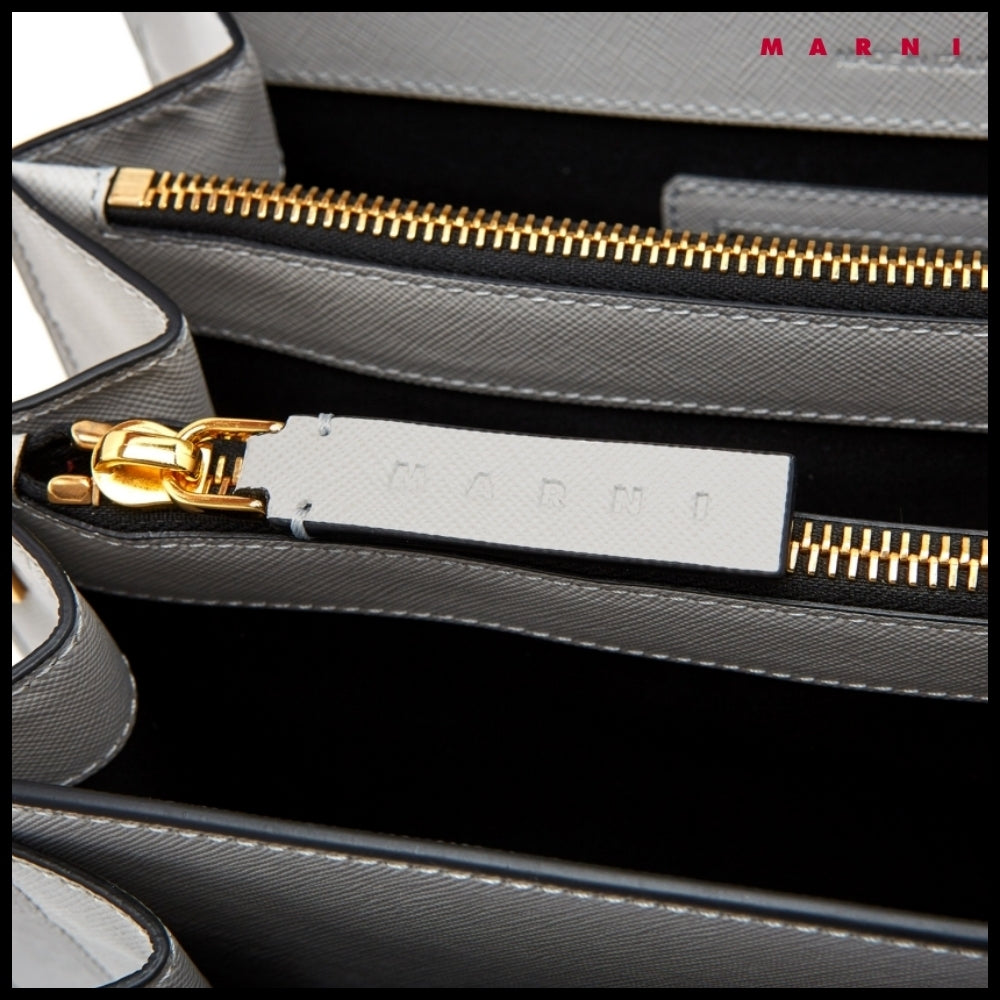 【MARNI】Grey Saffiano Medium Trunk Bag